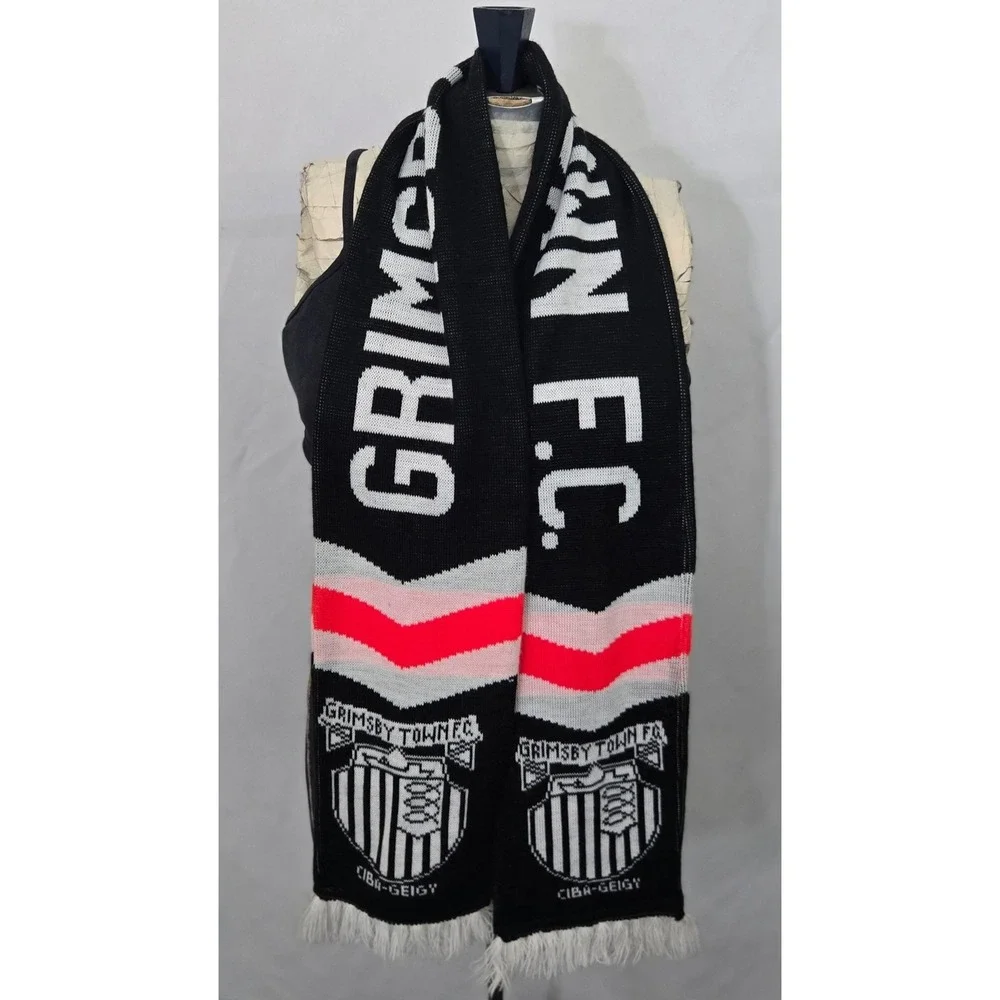 Vintage Grimsby Town FC Soccer Scarf Ciba Geigy 90s English Football Blokecore